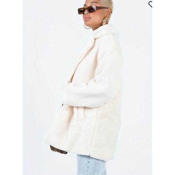 Princess Polly WIRILDA SHEARLING Teddy COAT CREAM Size 4 Nwot - Picture 7 of 9